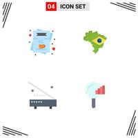 Set of 4 Modern UI Icons Symbols Signs for cafe electric menu flag equipment Editable Vector Design Elements