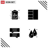 Modern Set of 4 Solid Glyphs and symbols such as chemistry drop clip board bubble liquid Editable Vector Design Elements