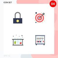 4 Flat Icon concept for Websites Mobile and Apps lock tub arrow medical pendulum Editable Vector Design Elements