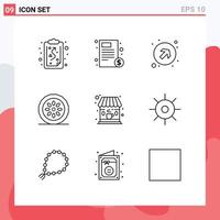 Set of 9 Modern UI Icons Symbols Signs for pie food invoice dinner right up Editable Vector Design Elements