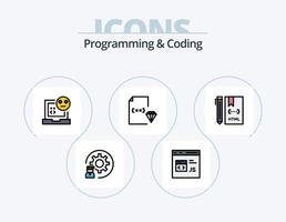 Programming And Coding Line Filled Icon Pack 5 Icon Design. coding. app. develop. webpage. development vector