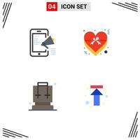 4 Creative Icons Modern Signs and Symbols of advertisement backpack mobile insignia camping Editable Vector Design Elements