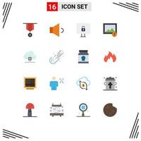 Group of 16 Flat Colors Signs and Symbols for scince data computer based image Editable Pack of Creative Vector Design Elements