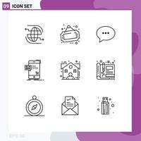 Group of 9 Modern Outlines Set for message instant shop dialog bubble Editable Vector Design Elements