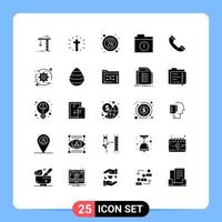 25 Universal Solid Glyph Signs Symbols of telephone call easter folder alert Editable Vector Design Elements