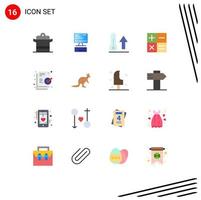 Group of 16 Flat Colors Signs and Symbols for document finance computing calculator thermometer Editable Pack of Creative Vector Design Elements