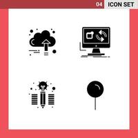 Group of 4 Modern Solid Glyphs Set for grow sync growth app idea Editable Vector Design Elements