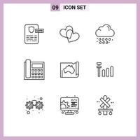 Outline Pack of 9 Universal Symbols of australian conversation drop contact us communication Editable Vector Design Elements