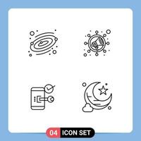 Pictogram Set of 4 Simple Filledline Flat Colors of astronomy open marketing key security Editable Vector Design Elements