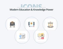 educación moderna y poder del conocimiento paquete de iconos planos 5 diseño de iconos. web internet aprendiendo educación. mejor grado vector