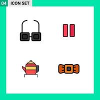 Universal Icon Symbols Group of 4 Modern Filledline Flat Colors of glasses china control vedio bow Editable Vector Design Elements