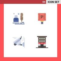 Set of 4 Vector Flat Icons on Grid for ink camera letter board technology Editable Vector Design Elements