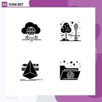 Mobile Interface Solid Glyph Set of 4 Pictograms of internet designer technology cityscape tools Editable Vector Design Elements