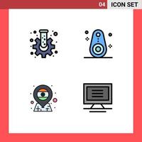 Modern Set of 4 Filledline Flat Colors Pictograph of cog country tube outline india Editable Vector Design Elements