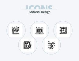 línea de diseño editorial paquete de iconos 5 diseño de iconos. tableta. arte. aumentar. gestión de contenido. concepto vector