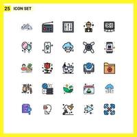 Set of 25 Modern UI Icons Symbols Signs for labour engineer technology chief mixer Editable Vector Design Elements