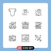 Universal Icon Symbols Group of 9 Modern Outlines of love hearts chat sharing big Editable Vector Design Elements