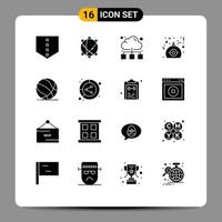 Group of 16 Solid Glyphs Signs and Symbols for sport basket online ball perfume Editable Vector Design Elements