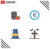 4 iconos creativos signos y símbolos modernos de murciélagos de otoño bluetooth enlatados elementos de diseño vectorial editables vector