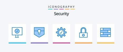 paquete de iconos azul de seguridad 5 que incluye . muro. seguridad. proteger. seguridad. diseño de iconos creativos vector