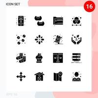 Set of 16 Commercial Solid Glyphs pack for pills grid files graphic design Editable Vector Design Elements