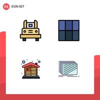 Stock Vector Icon Pack of 4 Line Signs and Symbols for bus house transportation layout design Editable Vector Design Elements