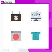 Flat Icon Pack of 4 Universal Symbols of board web shop page less Editable Vector Design Elements