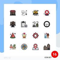 16 User Interface Flat Color Filled Line Pack of modern Signs and Symbols of cake baking crown streamline map Editable Creative Vector Design Elements