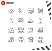 Editable Vector Line Pack of 16 Simple Outlines of women encryption reflection data develop Editable Vector Design Elements