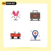 4 Creative Icons Modern Signs and Symbols of bynny health holiday military location Editable Vector Design Elements