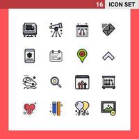 Universal Icon Symbols Group of 16 Modern Flat Color Filled Lines of e sent chat message email Editable Creative Vector Design Elements