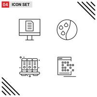 Line Pack of 4 Universal Symbols of computer notebook hair conditioning agenda app Editable Vector Design Elements