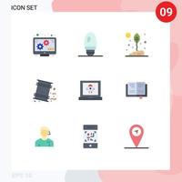 Set of 9 Modern UI Icons Symbols Signs for launch app environment pollution environment Editable Vector Design Elements