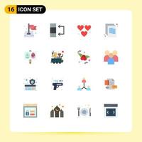 Stock Vector Icon Pack of 16 Line Signs and Symbols for eggs paper heart document back to school Editable Pack of Creative Vector Design Elements