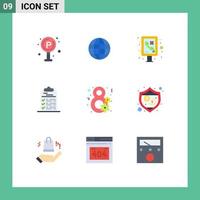 Set of 9 Modern UI Icons Symbols Signs for day document info graphic task checklist Editable Vector Design Elements