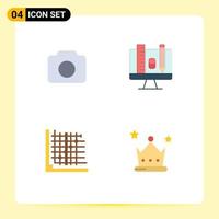 Modern Set of 4 Flat Icons Pictograph of camera correction ui scale form Editable Vector Design Elements