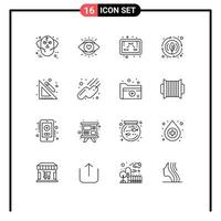 Set of 16 Modern UI Icons Symbols Signs for education nature light leaf study Editable Vector Design Elements