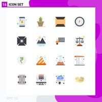 Mobile Interface Flat Color Set of 16 Pictograms of light focus envelope timer clock Editable Pack of Creative Vector Design Elements