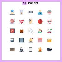 25 User Interface Flat Color Pack of modern Signs and Symbols of space locked accessories human avatar Editable Vector Design Elements