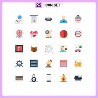 25 User Interface Flat Color Pack of modern Signs and Symbols of space locked accessories human avatar Editable Vector Design Elements