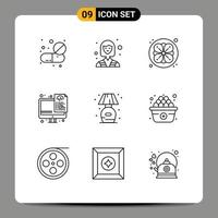 Set of 9 Modern UI Icons Symbols Signs for living files worker programming coding Editable Vector Design Elements