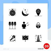 9 Universal Solid Glyph Signs Symbols of avatar tree weather tree man Editable Vector Design Elements