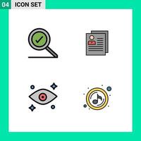 Set of 4 Modern UI Icons Symbols Signs for complete eye profile delete watching Editable Vector Design Elements