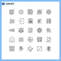 Universal Icon Symbols Group of 25 Modern Lines of circle flower case taxi cab Editable Vector Design Elements