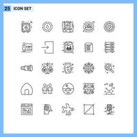 Universal Icon Symbols Group of 25 Modern Lines of circle flower case taxi cab Editable Vector Design Elements