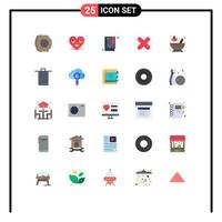 Modern Set of 25 Flat Colors and symbols such as mortar close face cancel bookmark Editable Vector Design Elements