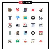 Modern Set of 25 Flat Colors and symbols such as mortar close face cancel bookmark Editable Vector Design Elements