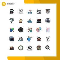 25 Thematic Vector Filled line Flat Colors and Editable Symbols of check screen scince lock love Editable Vector Design Elements