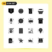 Set of 16 Modern UI Icons Symbols Signs for electronics retail and cart jug Editable Vector Design Elements