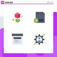 Editable Vector Line Pack of 4 Simple Flat Icons of easter communication rose computers modal Editable Vector Design Elements